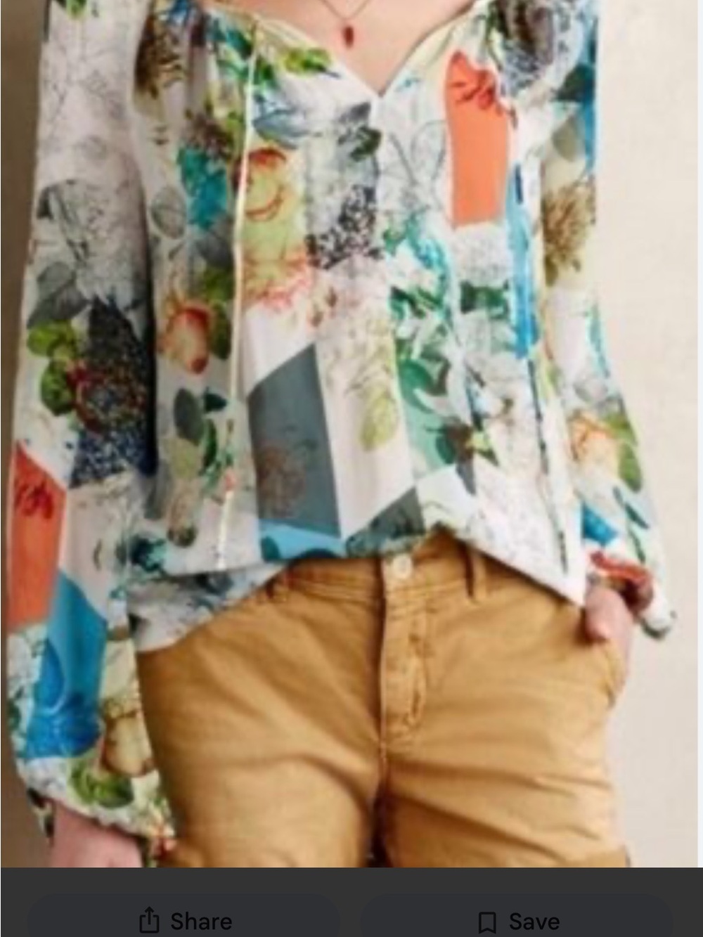 Anthropologie Silk Floral Patchwork Peasant Boho Long-Sleeve Women's Top - Sz 8